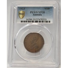 AUSTRALIA 1923 . HALF 1/2  PENNY . PCGS VF35